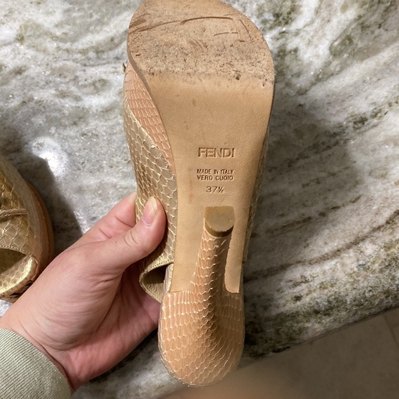Fendi sz 37 1/2 gold heels. Will fit size 6, brand runs small. - Picture 5 of 5